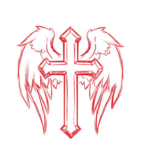 drawings of a cross with wings|cross with wings tattoo stencil.